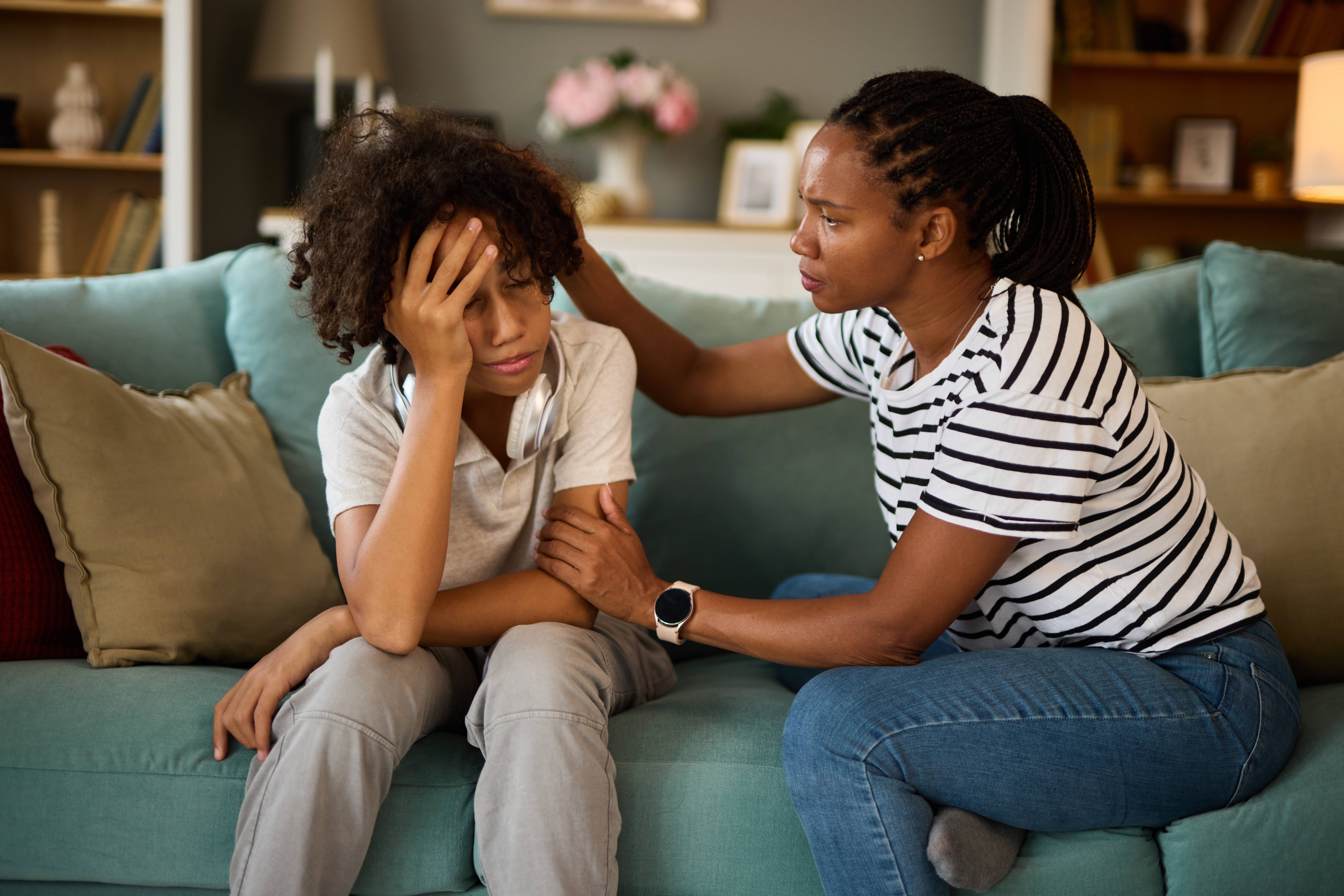 Mother and son teenage problems at home