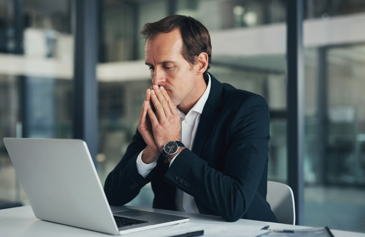 Man getting anxiety while looking on Google.